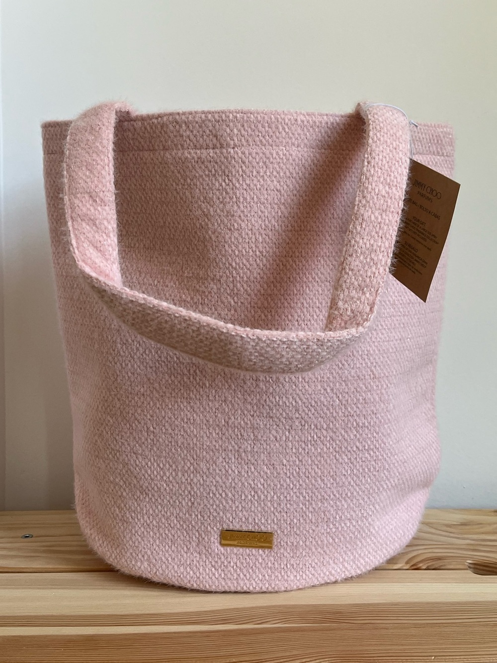 Jimmy Choo Beauty Pink Tweed Tote Bag